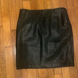 T Tahari Black Faux Leather Tweed Skirt sz 2